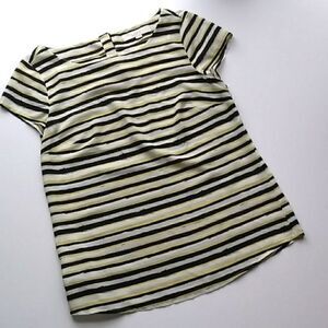 LOFT Striped Shirt Yellow & Black‎ White Stripe Cap Sleeve Top, Size XS